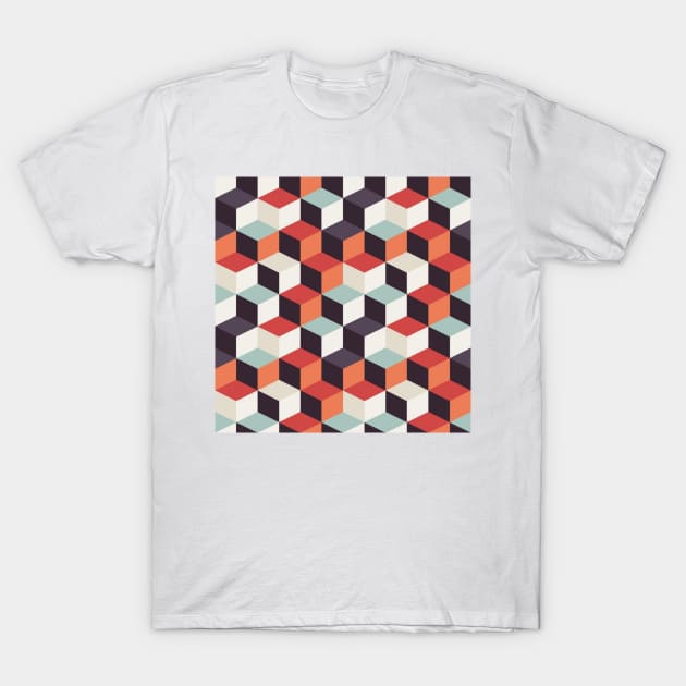 geometric 3D cubes pattern T-Shirt by ghjura